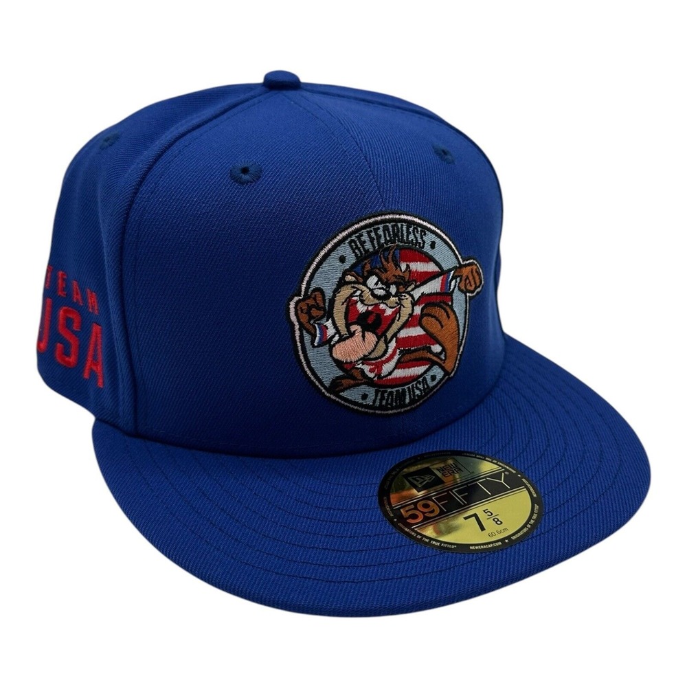 New Era‎ 59Fifty Team USA x Taz Hat Cap 7 5/8 Blue Fitted Looney Tunes Fearless
